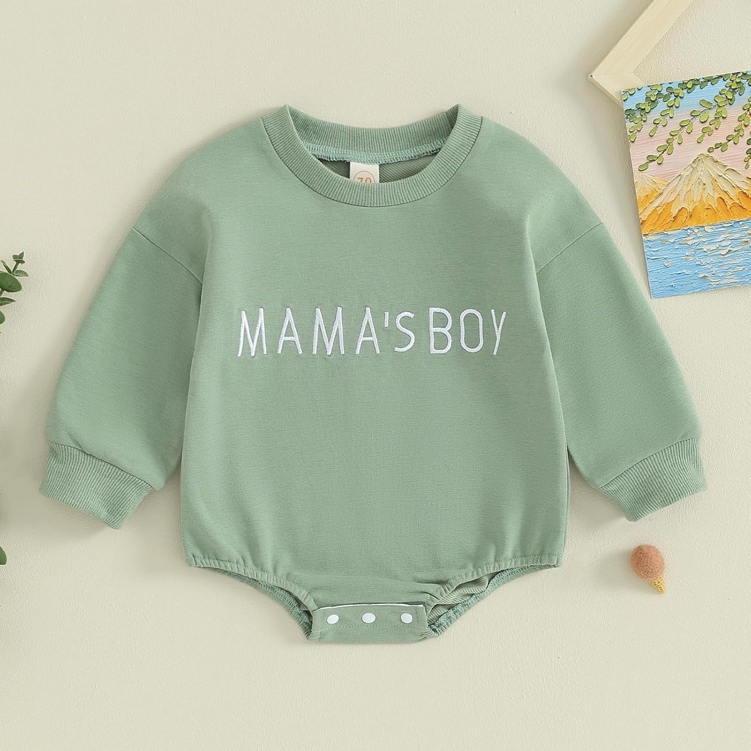 Combinaison pour bébé "Mama's Boy" - Coton doux manches longues